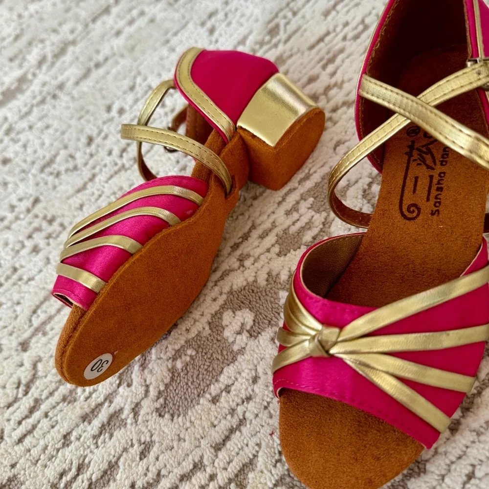 Girls' Pink and Gold Dress Sandals